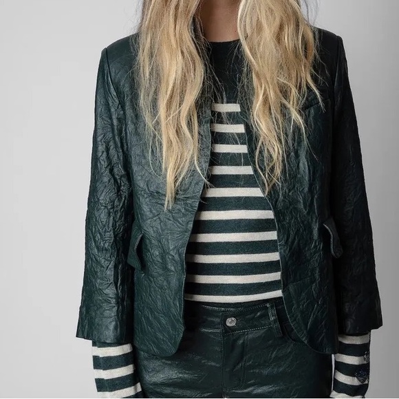 Zadig & Voltaire | Verys Crinkled
Leather Jacket Peacock NWT - Picture 2 of 5